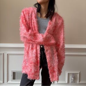 Ashley Stewart Vibrant Pink Fuzzy Cardigan